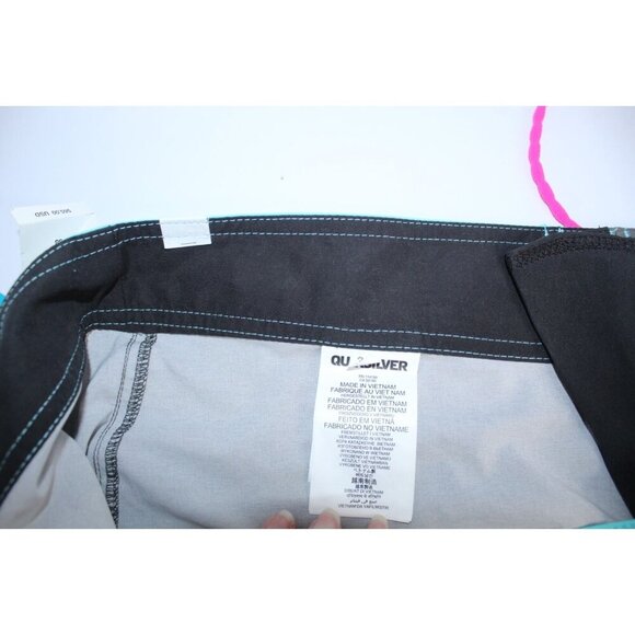 Quick Silver Swim Shorts Men's 38 Gray Blue Scotch Guard Pockets Swimwear Beach - Picture 10 of 12